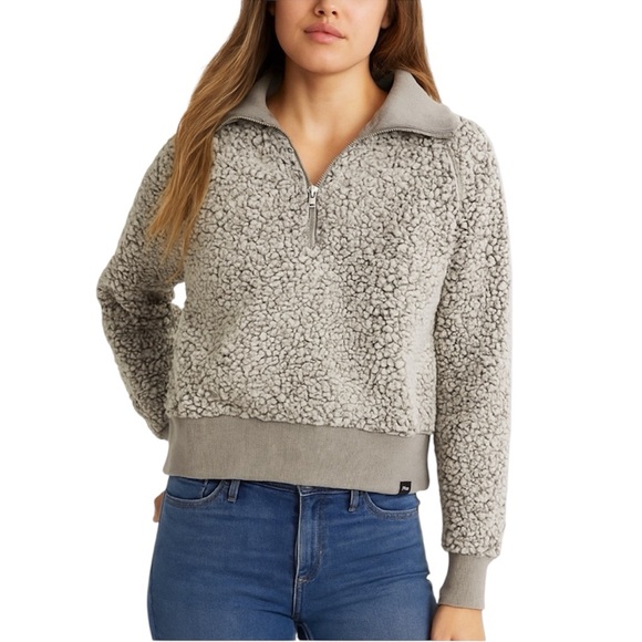 PINK Victoria's Secret Tops - PINK sherpa cropped zip up sweatshirt size small